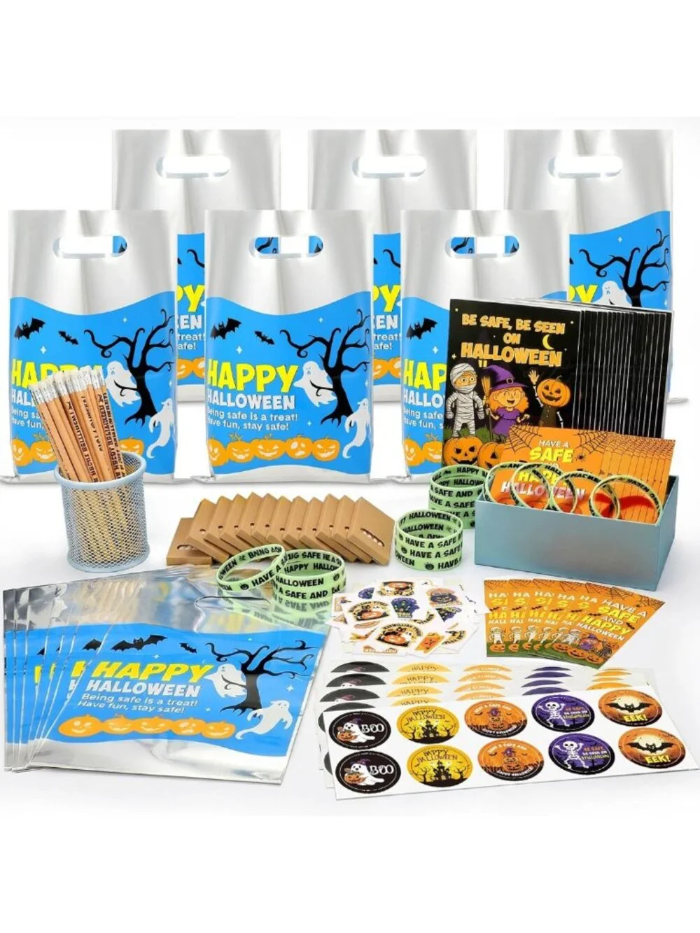 450 Pcs Halloween Safety Kit - Trick or Treat Essentials, Party Favor Bulk
